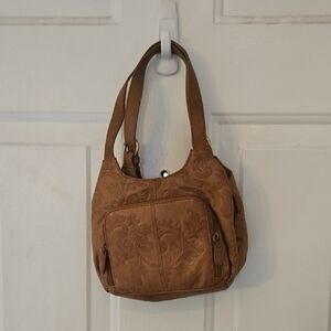 Vintage St. Johns Bay Leaf Patterned Brown Handbag
